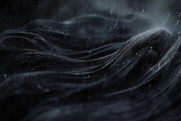 Wall Mural - A black and white image of a woman's hair with raindrops on it