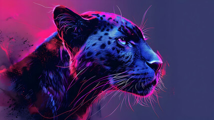 Wall Mural - Neon Leopard Illustration