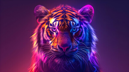 Wall Mural - Neon Tiger Illustration