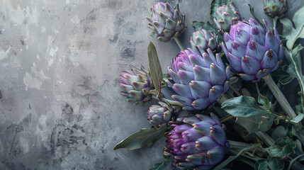 Wall Mural - A bunch of purple flowers are arranged in a vase