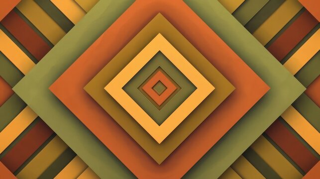A stunning abstract background featuring geometric patterns in terracotta, olive green, rust orange, and mustard yellow. 