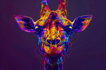 Wall Mural - Colorful Giraffe Portrait Illustration