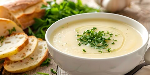 Wall Mural - Hearty potato soup with fresh herbs to warm you up. Concept Soup Recipe, Hearty Meals, Potato Dishes, Comfort Food, Winter Warmers