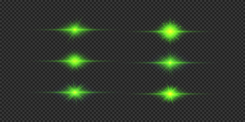 Wall Mural - set of green horizontal light effects of lens flares