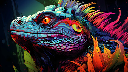 Poster - Colorful Lizard Illustration