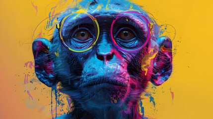 Wall Mural - Colorful Monkey Portrait Illustration