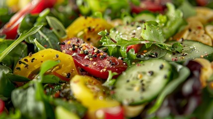 Wall Mural - Fresh Salad with Colorful Vegetables and Herbs.