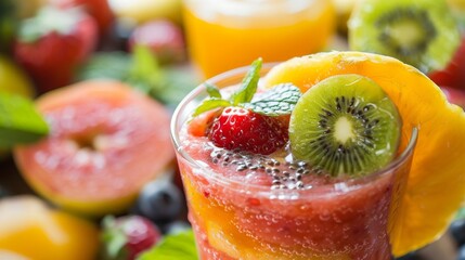 Wall Mural - Fresh Fruit Smoothie with Chia Seeds.