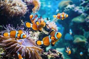 Wall Mural - Clownfish in a Vibrant Coral Reef