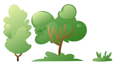 Wall Mural - Trees and green trees, cartoon style.
 isolated on white background ,Vector illustration EPS 10