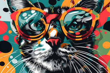 Wall Mural - Cool Cat with Sunglasses Illustration