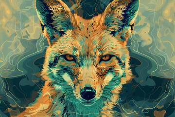 Poster - Fox Illustration with Abstract Background