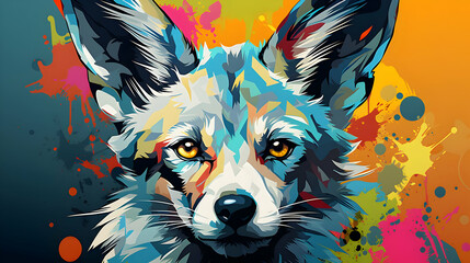 Poster - Colorful Abstract Fox Illustration