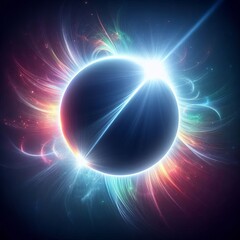 Wall Mural - swirling circles of light in a bright rainbow pattern create a dynamic abstract space isolated black