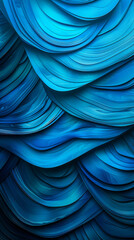 Poster - intricate blue and turquoise abstract 3d pattern with wave-like layers - modern art background for d