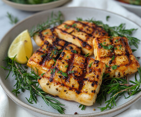 Sticker - Teller mit gegrilltem Halloumi 