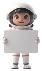 Canvas Print - PNG Happy astronaut holding board person cute face.