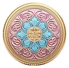 Poster - PNG  Pastel 3D coin jewelry pattern locket.