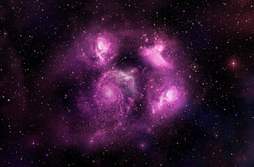 Wall Mural - a group of pink galaxies surrounded by twinkling stars.