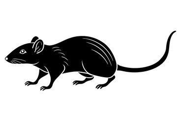 Wall Mural - Eastern Woodrat mouse walking silhouette lineocut vector art illustration