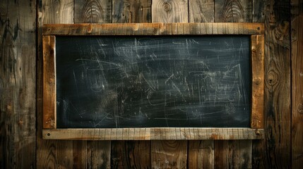 Leinwandbilder - Wooden background with blackboard