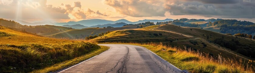 Wall Mural - Serene Mountain Road at Sunset