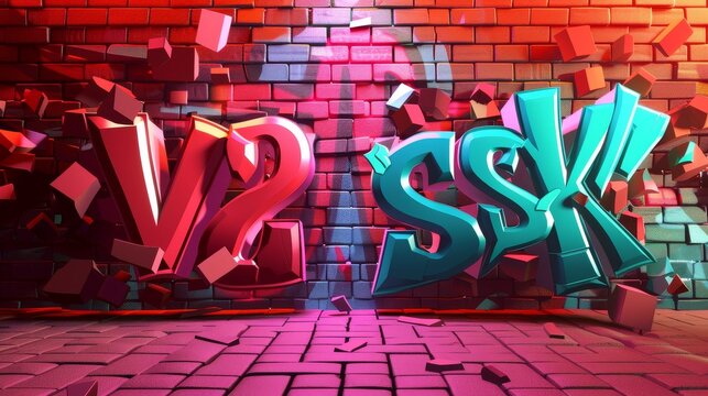 Vs text in a graffiti-inspired 3D style AI generated illustration
