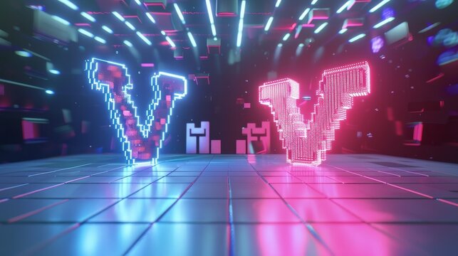 Vs text in a retro video game 3D style AI generated illustration