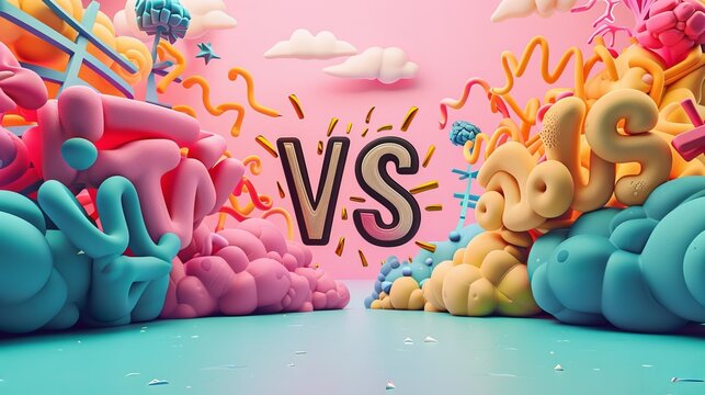 Vs text in a whimsical 3D claymation style  AI generated illustration