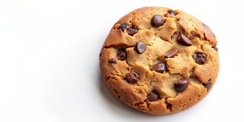 Wall Mural - Closeup of a single chocolate chip cookie, chocolate chip, cookie, closeup, baked goods, sweet, dessert, snack, treat