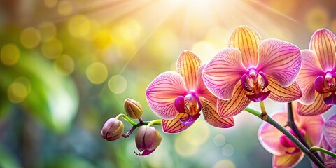 Wall Mural - close-up of a beautiful orchid flower in full bloom, orchid, flower, plant, tropical, garden, color, petals, blooming, nature