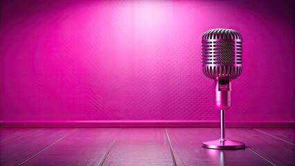 Wall Mural - A pink microphone in a vibrant pink room, microphone, pink, room, sound, recording, music, studio, equipment