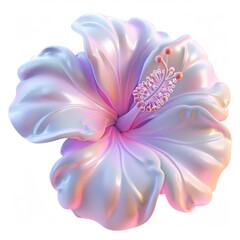 Poster - 3D cute hibiscus flower emoji soft lighting on white background