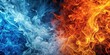 © Sujid - Abstract wallpaper with a blend of blue, orange, fire, ice, hot, and cold elements , abstract, background, wallpaper, blue, orange, fire