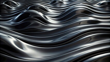 Poster - Black liquid waves moving in a mesmerizing pattern , abstract, background, texture, flowing, elegant, dark, smooth, liquid