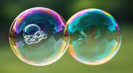 Canvas Print - soap bubbles on black background