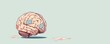 © Rustam - Art illustration of a pink cartoon brain with various colored band-aids on it, set against a light blue background, symbolizing healing and mental health recovery.