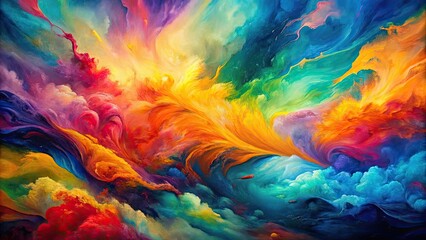 Canvas Print - Abstract liquid painting background with vibrant colors and flowing textures, liquid, painting, background, abstract, vibrant