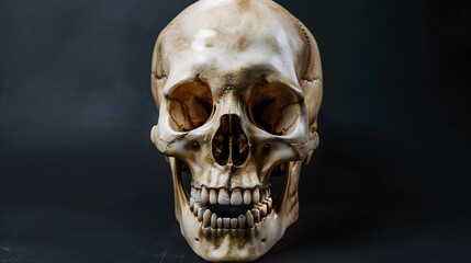 Poster - human skull with wide open mouth on black background 3d rendering