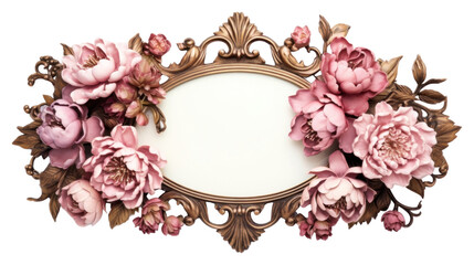 Sticker - PNG Peony vintage ornament frame flower plant photo.