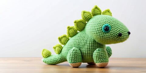 Wall Mural - Adorable knitted baby dinosaur toy , knitted, baby, dinosaur, toy, handmade, cute, colorful, craft, yarn, hobby, DIY, craft, wool