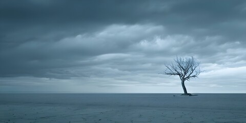 An Empty Landscape Reflecting Despair, Hopelessness, and Isolation in Existential Crisis. Concept Empty Landscape, Despair, Hopelessness, Isolation, Existential Crisis