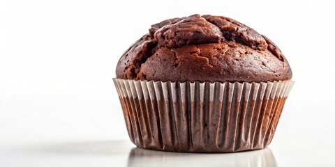 Poster - Chocolate muffin isolated on background, chocolate, muffin, dessert, delicious, sweet, bakery, snack, treat, food, baked goods