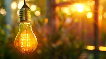 Illuminating the Future: Close-up of Solar-Powered Light Bulb Embracing Green Technology