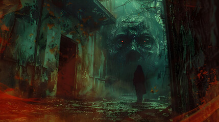 dark horror and dangerous creature with dark background.