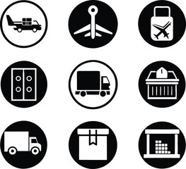 set of logistic icon illustration. delivery, transportation, shipping, business, cargo, industry, logistic