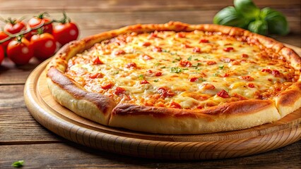 Canvas Print - Cheese pizza on background, food, pizza, cheese,background, Italian, delicious, savory, baked, crust, mozzarella, tomatoes