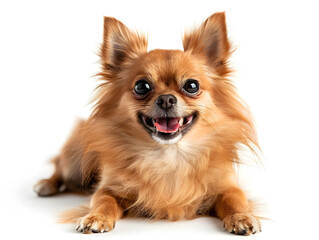 Wall Mural - Adorable brown Chihuahua puppy sitting isolated on white background