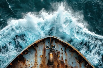 Wall Mural - a rusted boat in the middle of a body of water