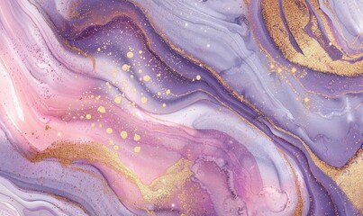 Wall Mural - Liquid marble background of dusty rose and lavender with splashes of gold